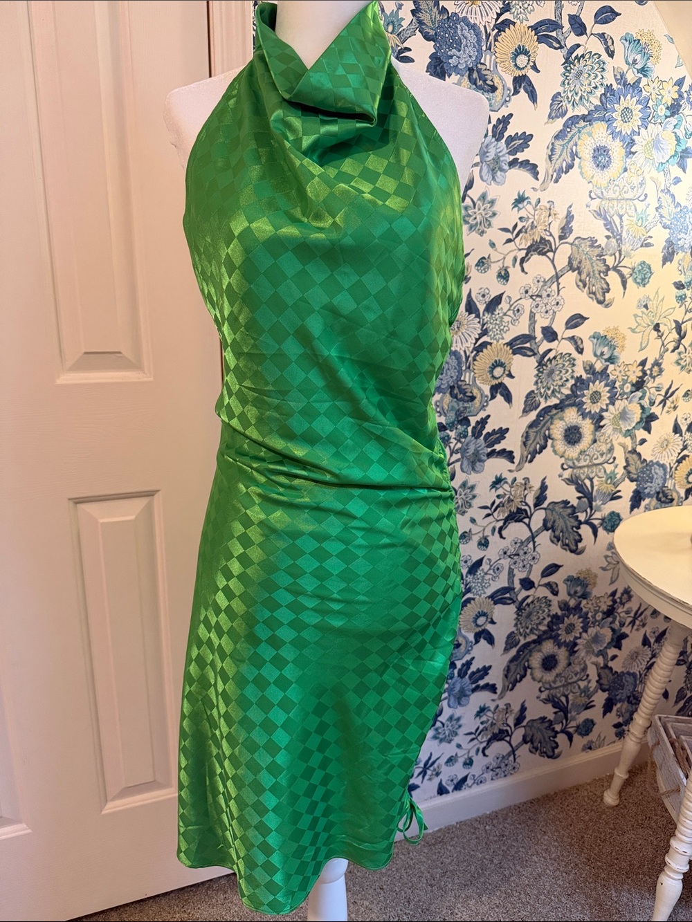 Anna Grace Emerald Green Halter Midi Dress